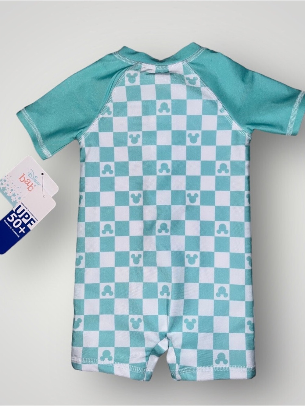 Disney Toddler UPF 50+ Aqua Check Swim Romper 6-9m NO TAGS